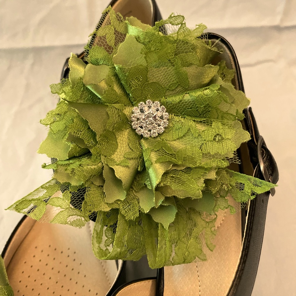 Set Flower with pin back clothing accessory and shoe clip set bling rhinestone